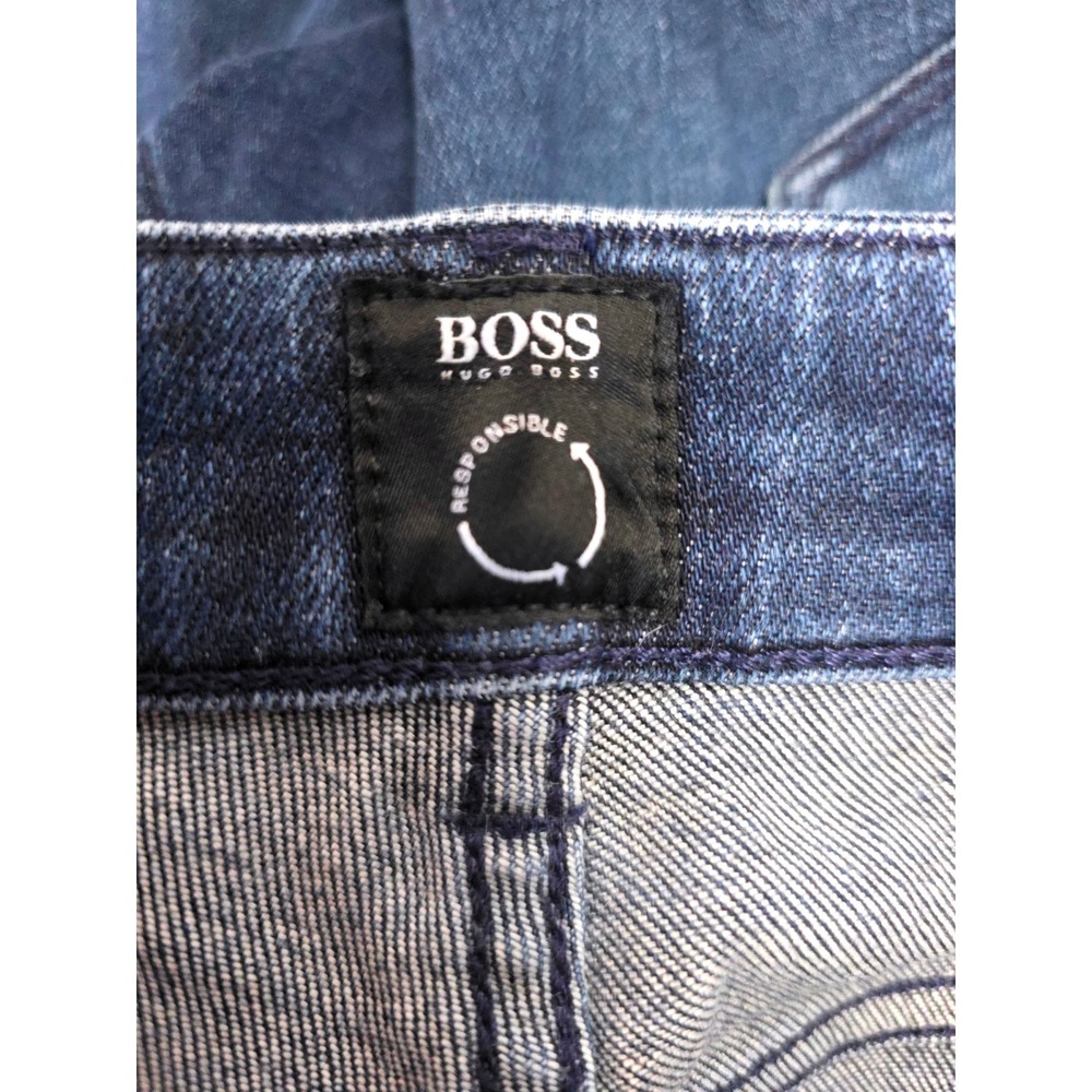 BOSS Hugo Boss Responsible Stretch Jeans Dark Wash Straight Leg Denim Blue - Picture 5 of 10